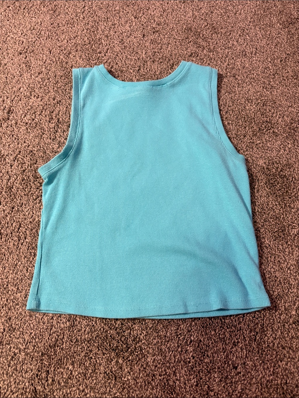 Girls' Aqua Ribbed Sleeveless Tank Top